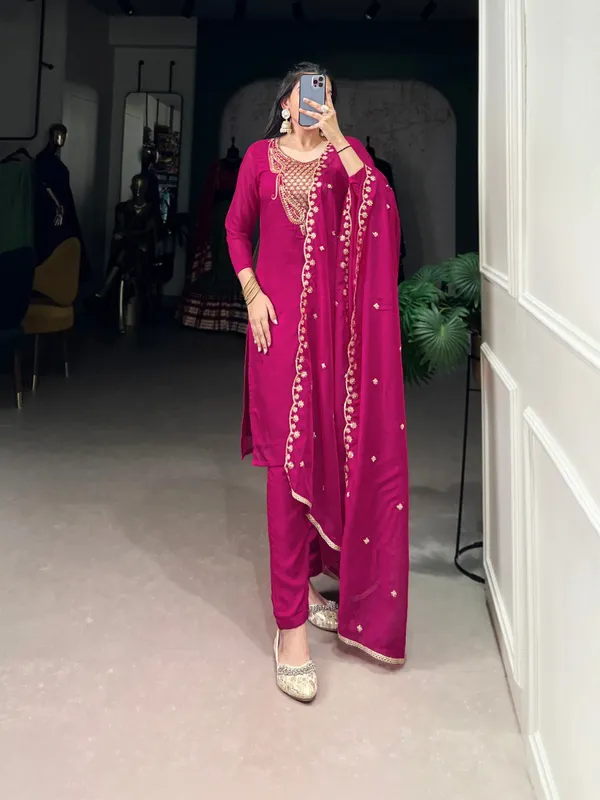 Dark_Pink_Organza_Collection_Ethnic_Dress_For_Women