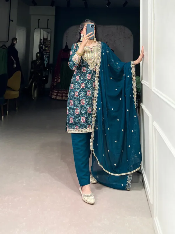 Teal_Blue_Pure_Rayon_Collection_Ethnic_Dress_For_Women