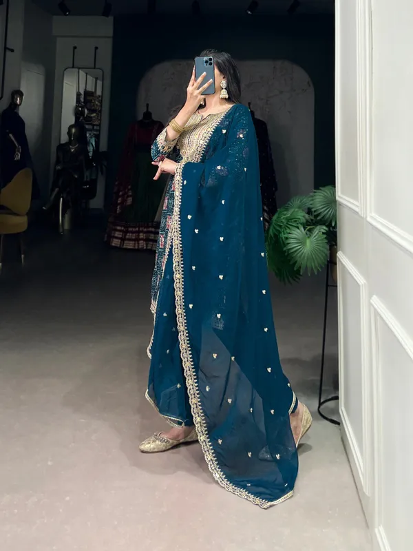 Teal_Blue_Pure_Rayon_Collection_Ethnic_Dress_For_Women