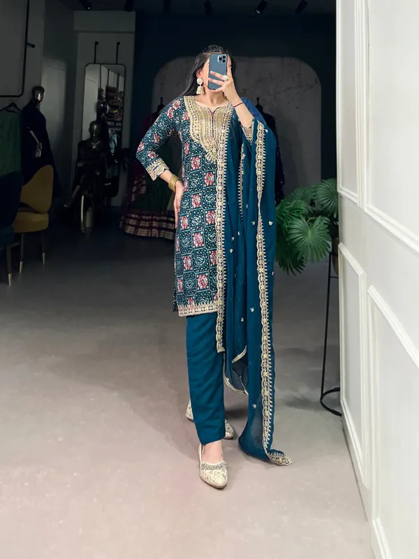Teal_Blue_Pure_Rayon_Collection_Ethnic_Dress_For_Women