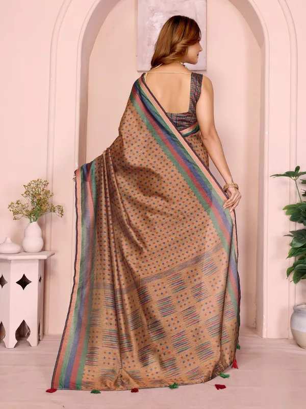 Mustard_Brown_Geometric_Chanderi_Saree_For_Women