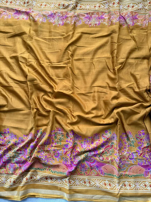 Yellow_Presenting_New_Printed_With_Blouse_Mul_Mul_Cotton_Saree