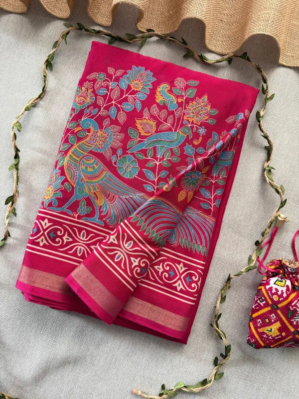 Pink_Presenting_New_Printed_With_Blouse_Mul_Mul_Cotton_Saree