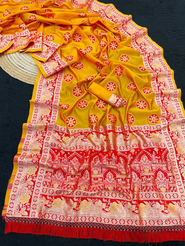 Yellow_&_Red_Soft_Pethani_Silk_With_Zari_Weaving_Design_and_Meenakari_weaving_Saree