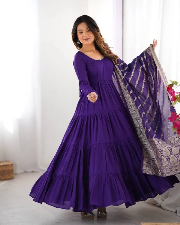 Purple_Pure_Roman_Silk_Chanderi_Fabric_Fully_Flair_Anarkali_With_Dupatta_And_Pant_Ready_To_Wear