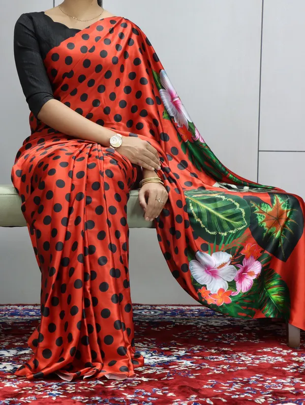 Red_Elegant_Designs_Heavy_Satin_Sarees_With_Plain_Blouse_For_Women