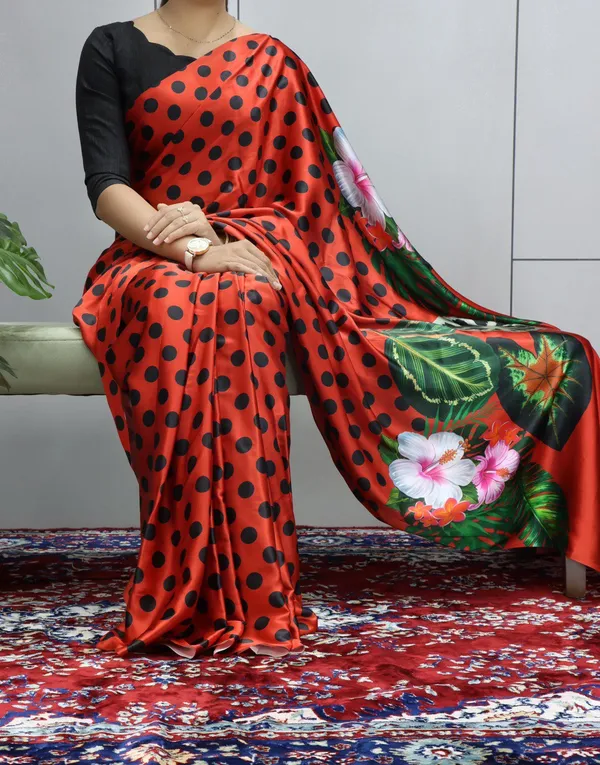 Red_Elegant_Designs_Heavy_Satin_Sarees_With_Plain_Blouse_For_Women