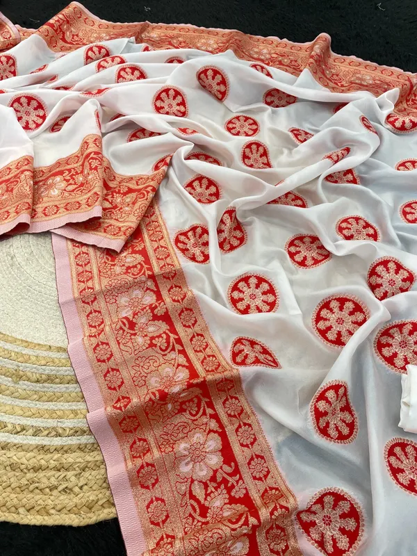 White_&_Red_Soft_Pethani_Silk_Saree_With_Zari_&_Meenakari_Weaving_Saree