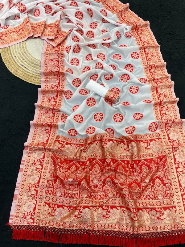 White_&_Red_Soft_Pethani_Silk_Saree_With_Zari_&_Meenakari_Weaving_Saree