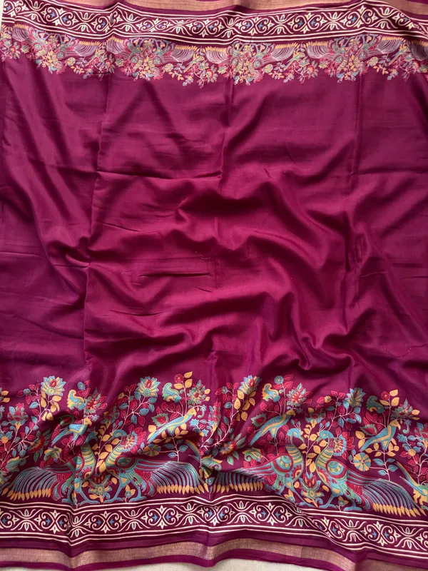 Maroon_Presenting_New_Printed_With_Blouse_Mul_Mul_Cotton_Saree