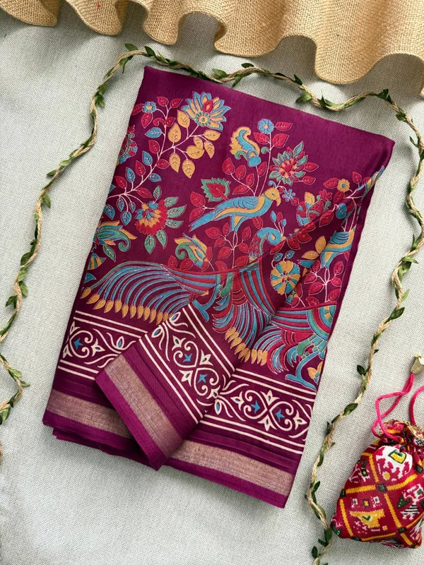 Maroon_Presenting_New_Printed_With_Blouse_Mul_Mul_Cotton_Saree