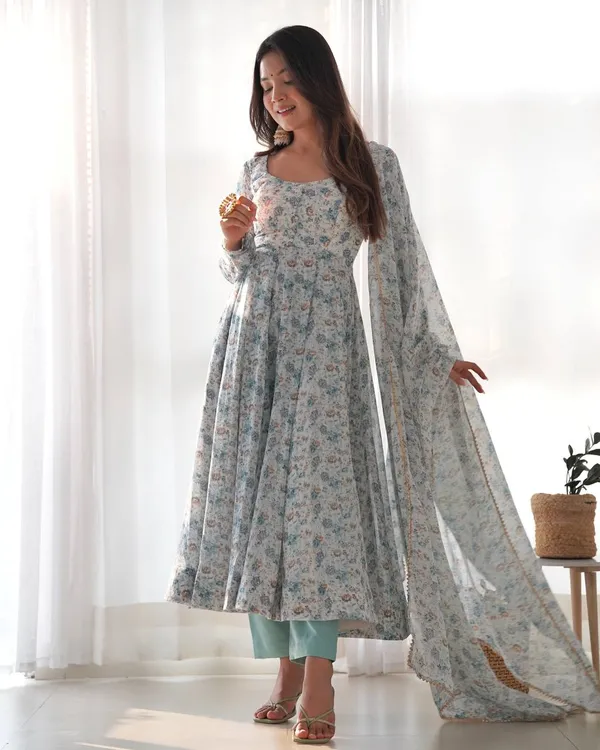 Sky_Blue_Pure_Chiffon_Floral_Print_Fabric_Fully_Flair_Anarkali_With_Dupatta_And_Pant_|_Ready_To_Wear