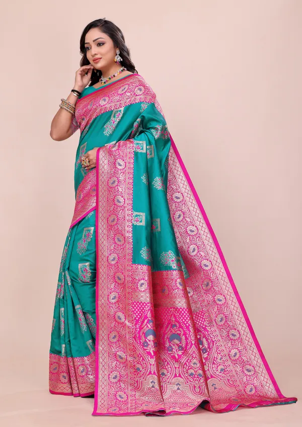 Teal_&_Rani_Pink_Soft_Pethani_Silk_With_Zari_Meenakari_Weaving_Designer_Saree
