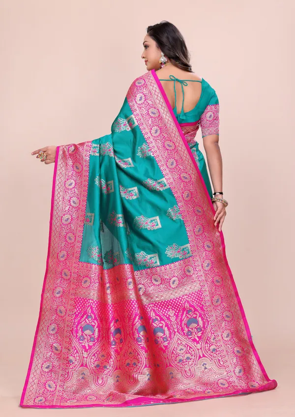 Teal_&_Rani_Pink_Soft_Pethani_Silk_With_Zari_Meenakari_Weaving_Designer_Saree
