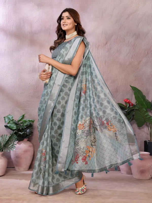 Greyish_Blue_Woven_Floral_Saree_For_Women