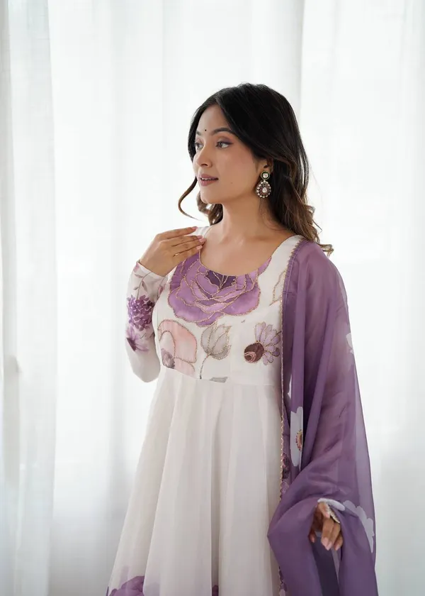 Violet_Pure_Soft_Organza_Silk_Fabric_Fully_Flair_Kali_Pattern_And_Canvas_Patta_With_Dupatta_And_Pant_Ready_To_Wear