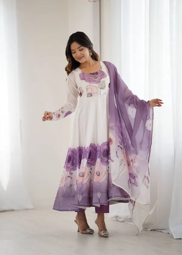 Violet_Pure_Soft_Organza_Silk_Fabric_Fully_Flair_Kali_Pattern_And_Canvas_Patta_With_Dupatta_And_Pant_Ready_To_Wear