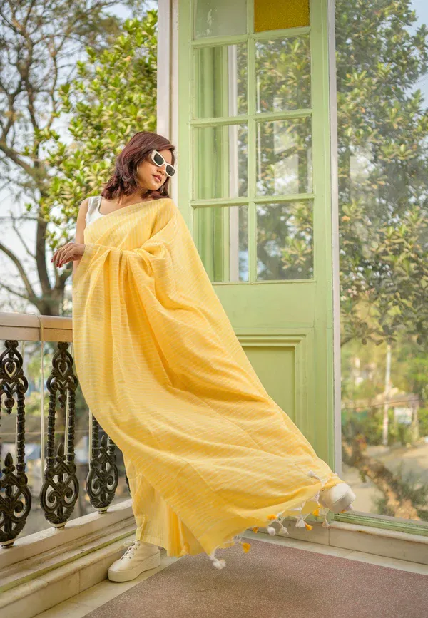 Yellow_Handloom_Harmony_Khadi_Elegance_Collection_Saree_For_Women