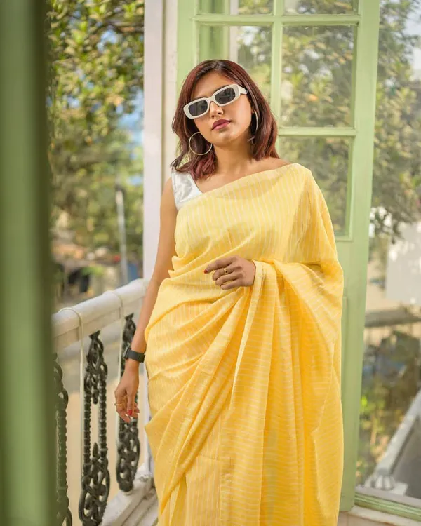Yellow_Handloom_Harmony_Khadi_Elegance_Collection_Saree_For_Women