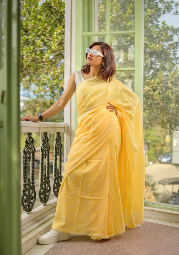Yellow_Handloom_Harmony_Khadi_Elegance_Collection_Saree_For_Women
