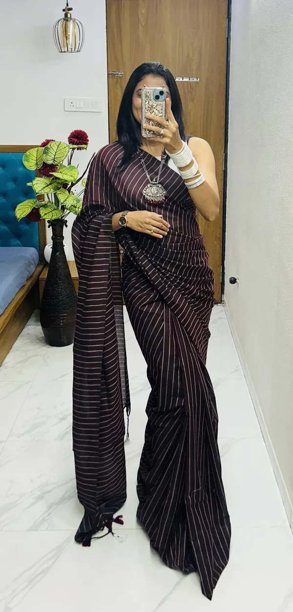 Deep_Maroon_Handloom_Harmony_Khadi_Elegance_Collection_Saree_For_Women