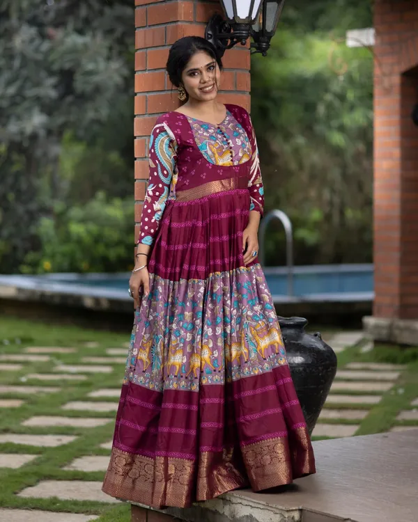 Wine_Latest_Trendy_Floral_Gowns_For_Festivals_And_Weddings