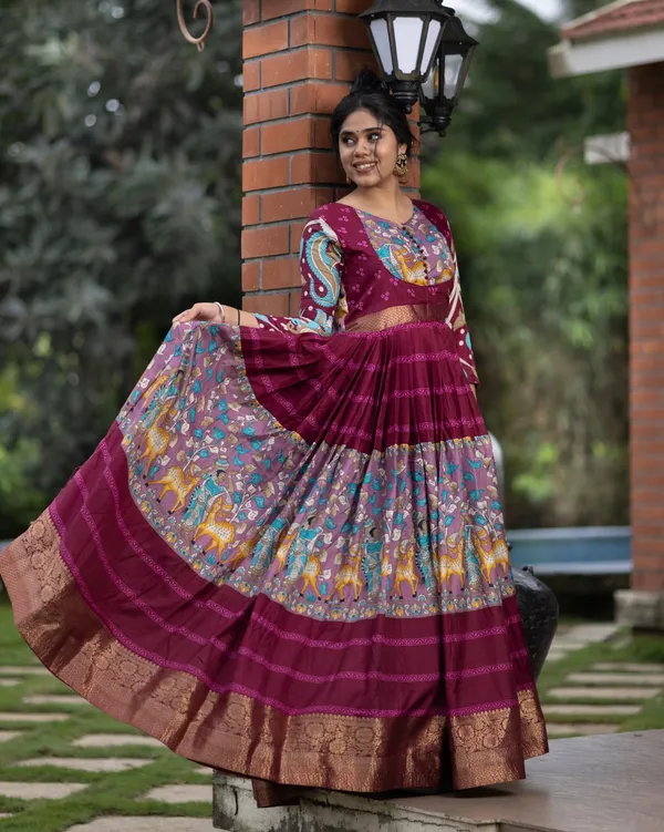 Wine_Latest_Trendy_Floral_Gowns_For_Festivals_And_Weddings