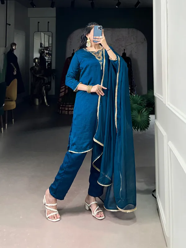 Teal_Blue_Vichitra_Silk_Collection_Ethnic_Dress_For_Women