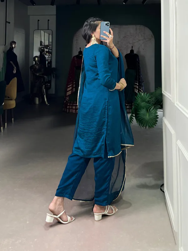 Teal_Blue_Vichitra_Silk_Collection_Ethnic_Dress_For_Women