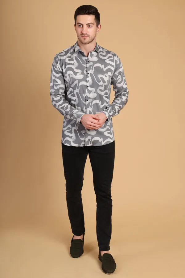 Gray_Cotton__Long_Shirt_For_Men