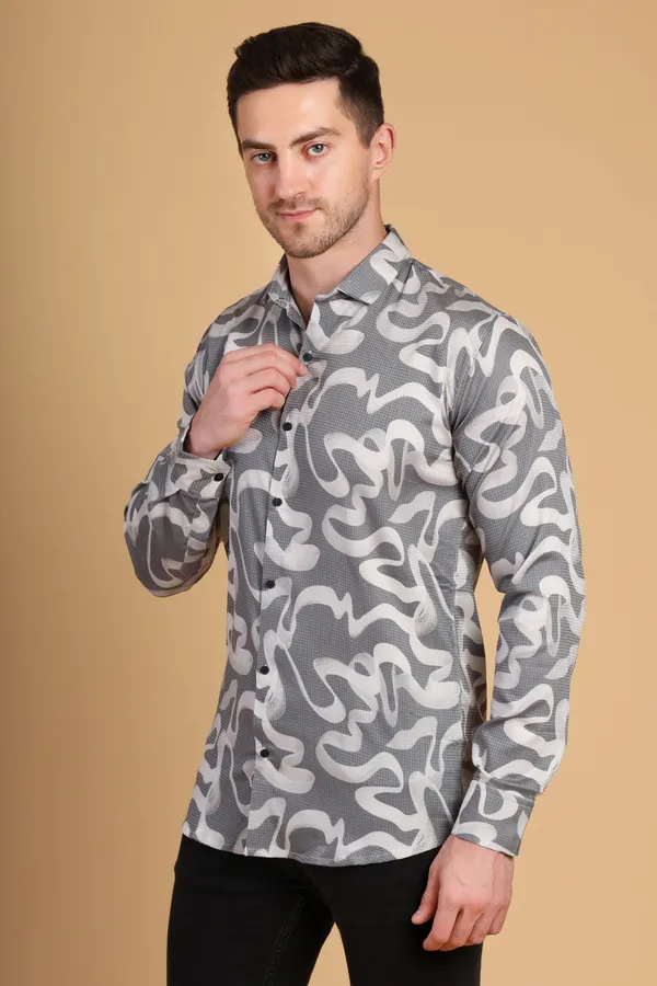 Gray_Cotton__Long_Shirt_For_Men