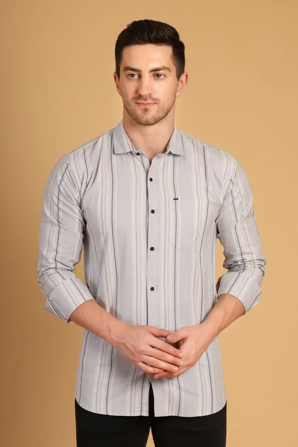 Light_Grey_Cotton_Long_Shirt_For_Men
