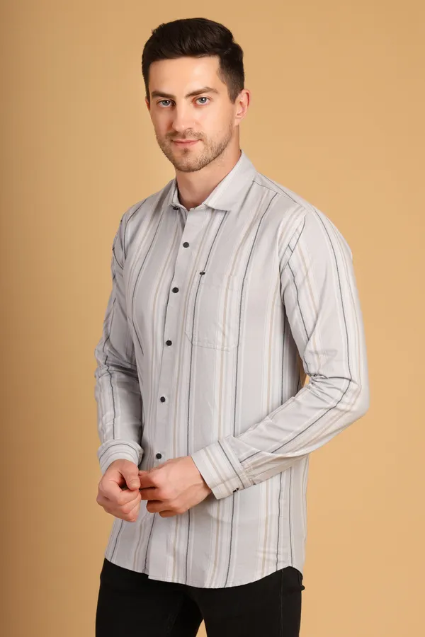 Light_Grey_Cotton_Long_Shirt_For_Men