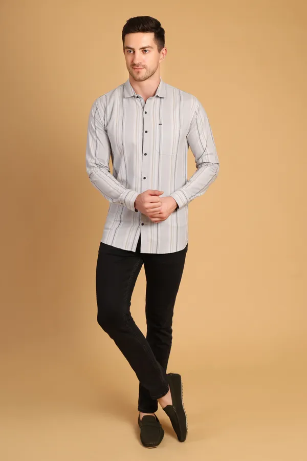 Light_Grey_Cotton_Long_Shirt_For_Men