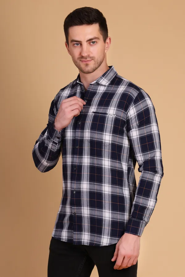 Blue_Cotton__Long_Shirt_For_Men