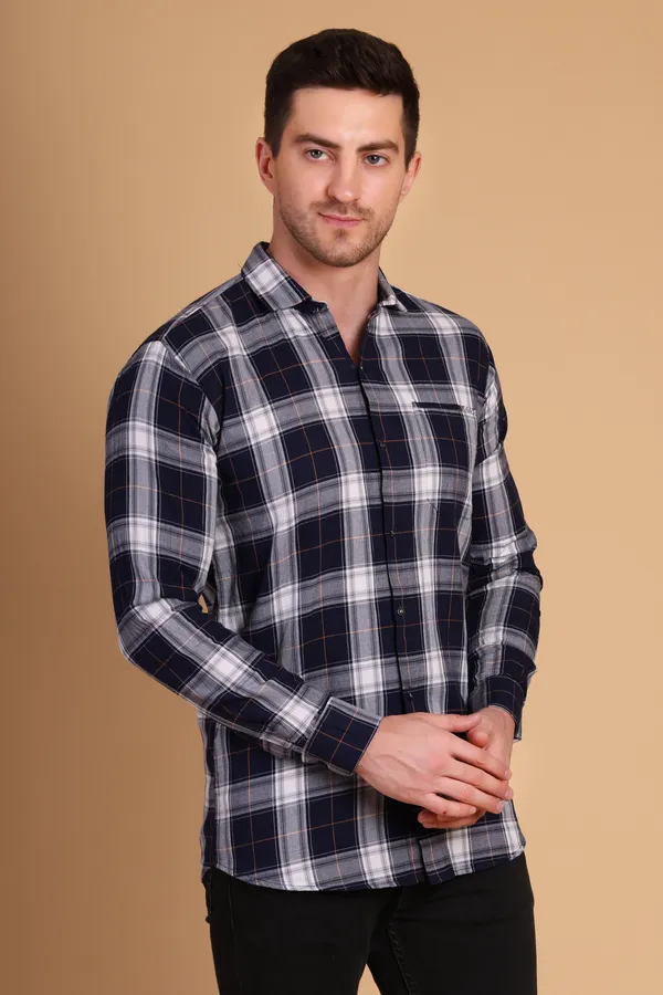 Blue_Cotton__Long_Shirt_For_Men