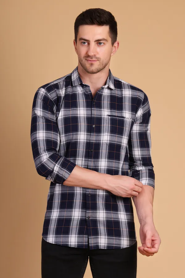 Blue_Cotton__Long_Shirt_For_Men