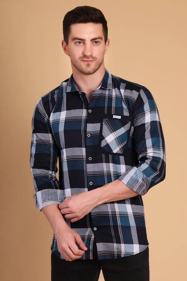 Blue_Cotton_Long_Shirt_For_Men