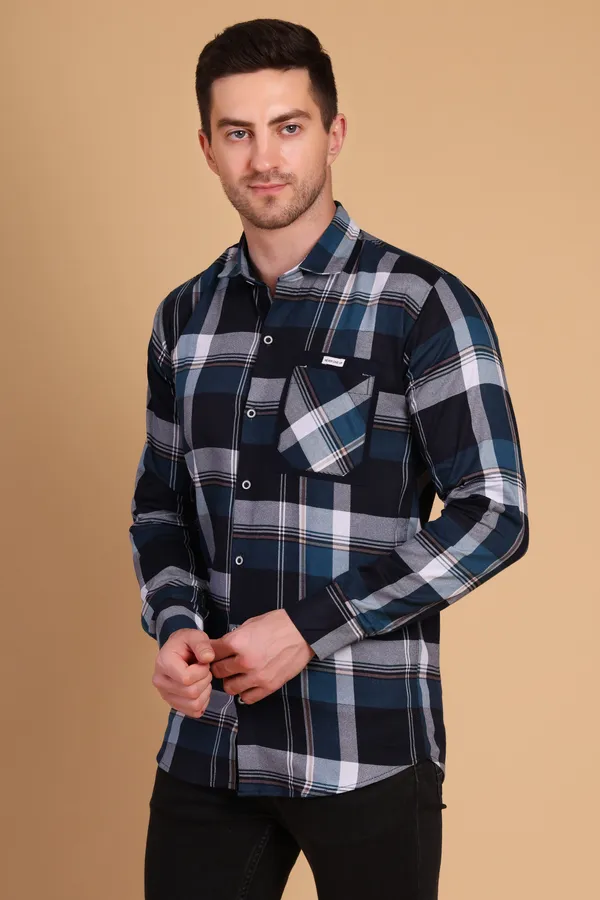 Blue_Cotton_Long_Shirt_For_Men