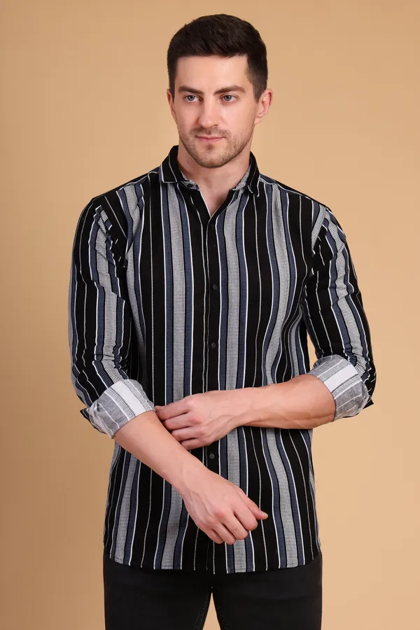 Blue_Cotton__Long_Shirt_For_Men