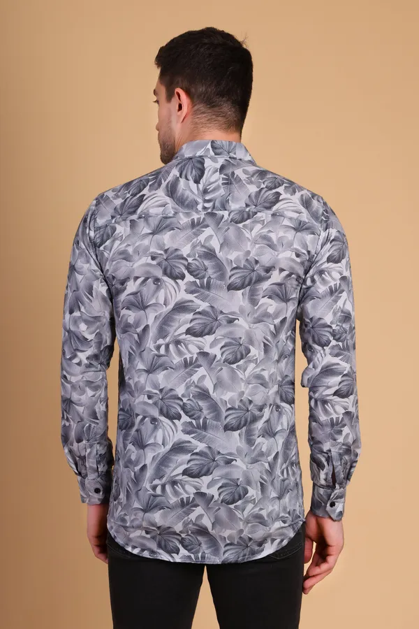 Light_Grey_Cotton__Long_Shirt_For_Men