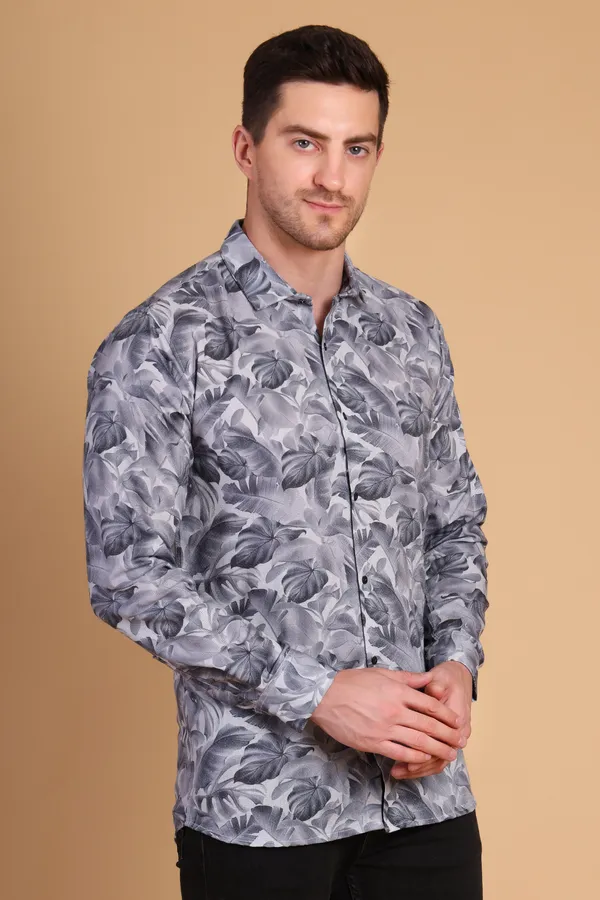 Light_Grey_Cotton__Long_Shirt_For_Men