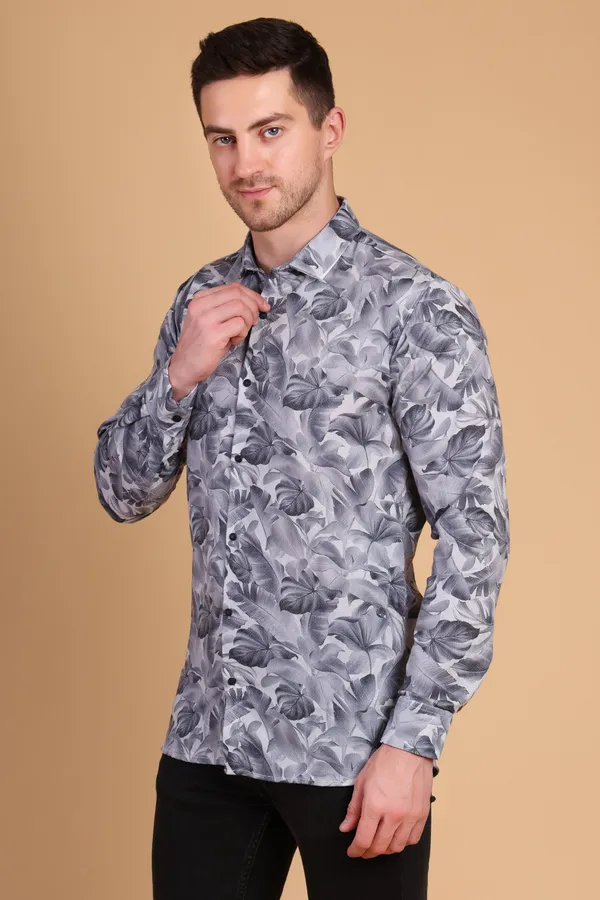 Light_Grey_Cotton__Long_Shirt_For_Men