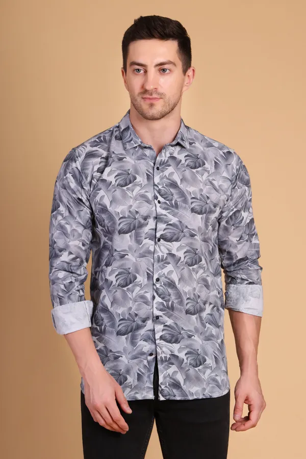Light_Grey_Cotton__Long_Shirt_For_Men