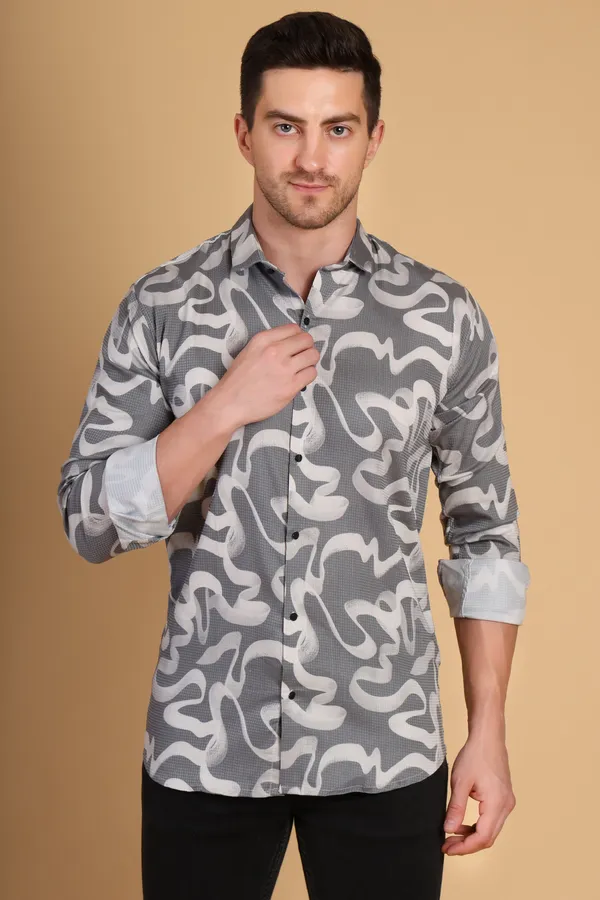 Gray_Cotton__Long_Shirt_For_Men