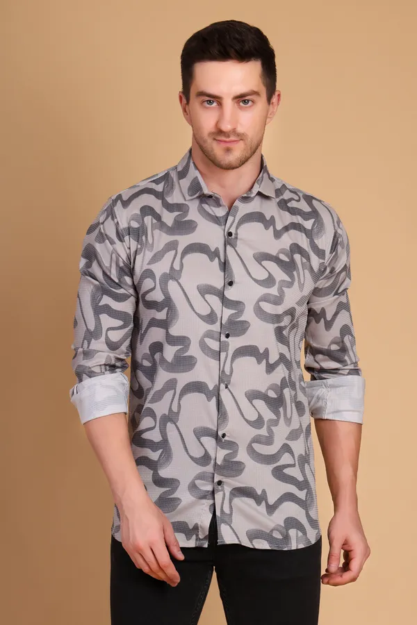 Silver_Cotton_Long_Shirt_For_Men