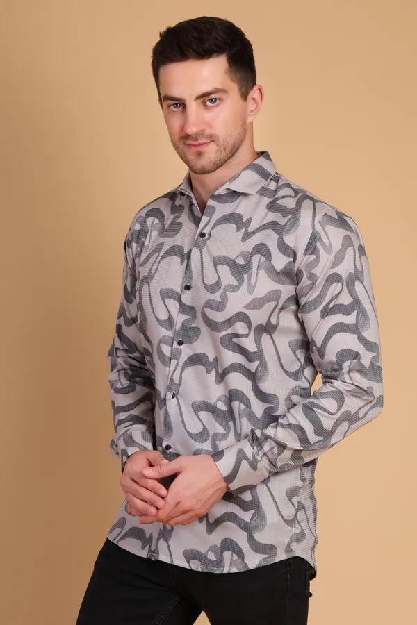 Silver_Cotton_Long_Shirt_For_Men