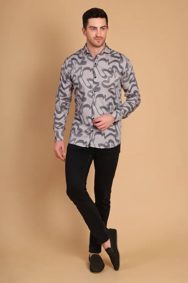 Silver_Cotton_Long_Shirt_For_Men