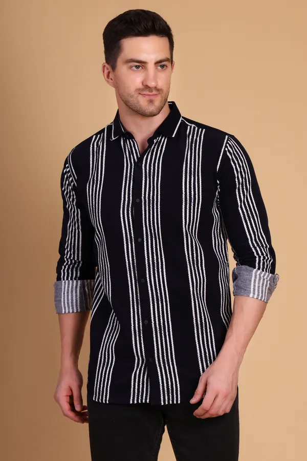 Navy_Blue_Cotton_Long_Shirt_For_Men