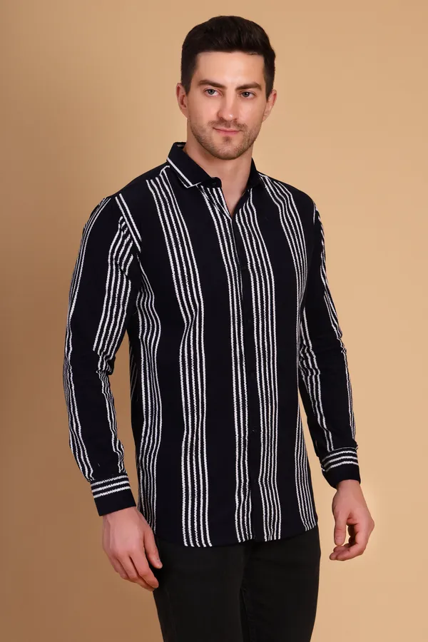 Navy_Blue_Cotton_Long_Shirt_For_Men